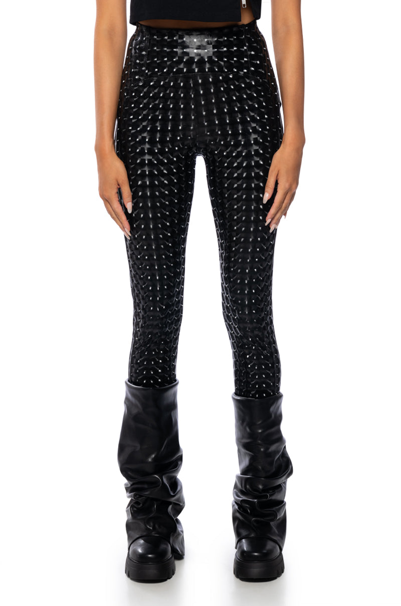 RIO CHECKER PRINT HIGH RISE LEGGING WITH 4 WAY STRETCH