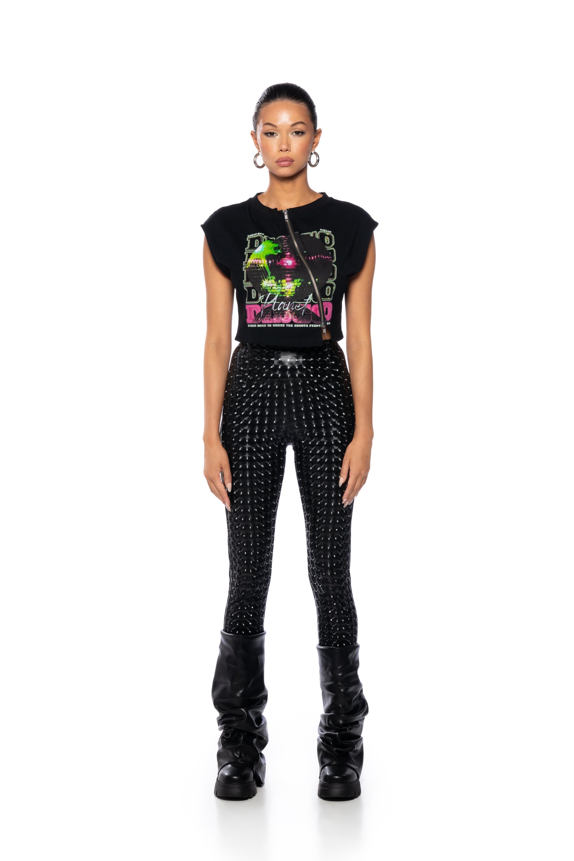 RIO CHECKER PRINT HIGH RISE LEGGING WITH 4 WAY STRETCH