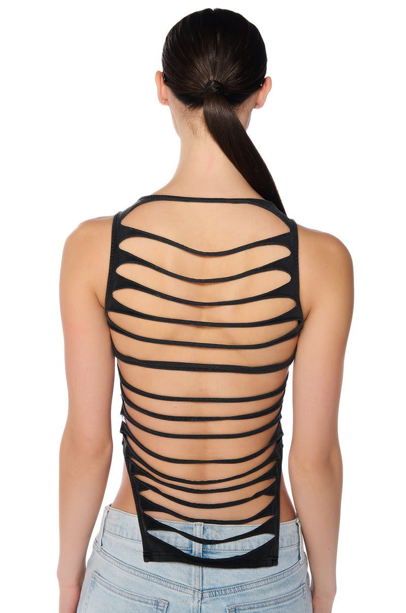 RIP ME OUT DISTRESSED KNIT TANK TOP