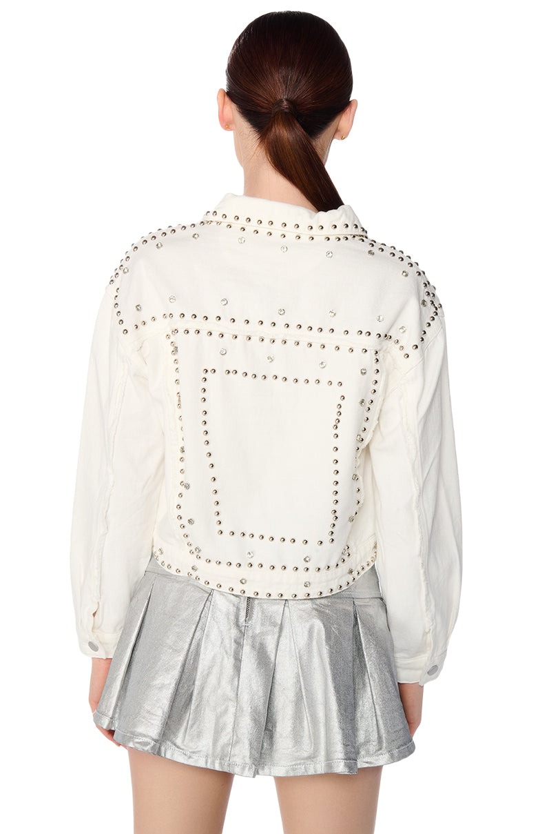 RUN IT BACK STUDDED DENIM JACKET