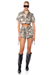 RUN THE WORLD CAMO MINI SKIRT