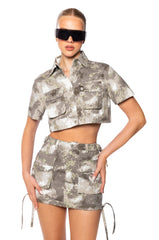 RUN THE WORLD CAMO MINI SKIRT