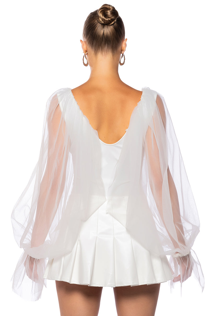 SCOUT DEEP V SHEER SLEEVE BODYSUIT