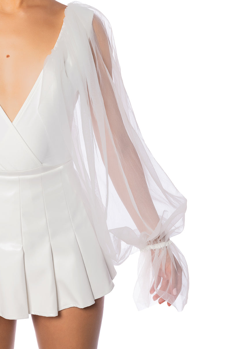 SCOUT DEEP V SHEER SLEEVE BODYSUIT