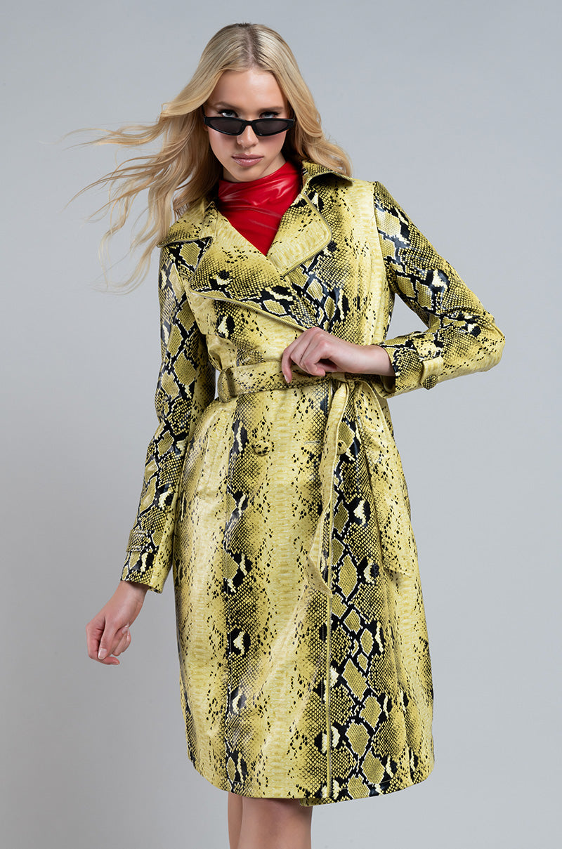 SANDO SNAKE PLEATHER TRENCH COAT