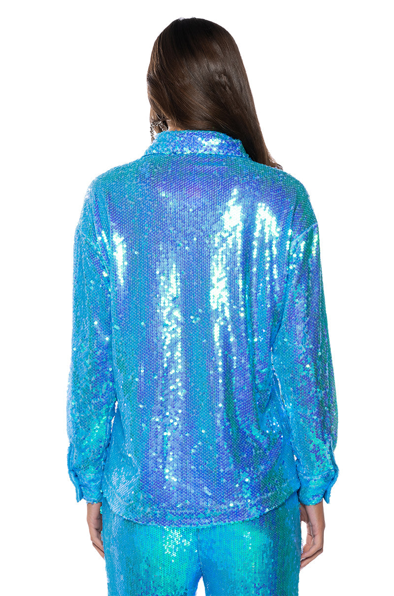 SAPPHIRE DREAMING SEQUIN SHIRT