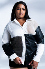 SAY IT AGAIN BUTTON UP BLOUSE WITH RHINESTONE TRIM