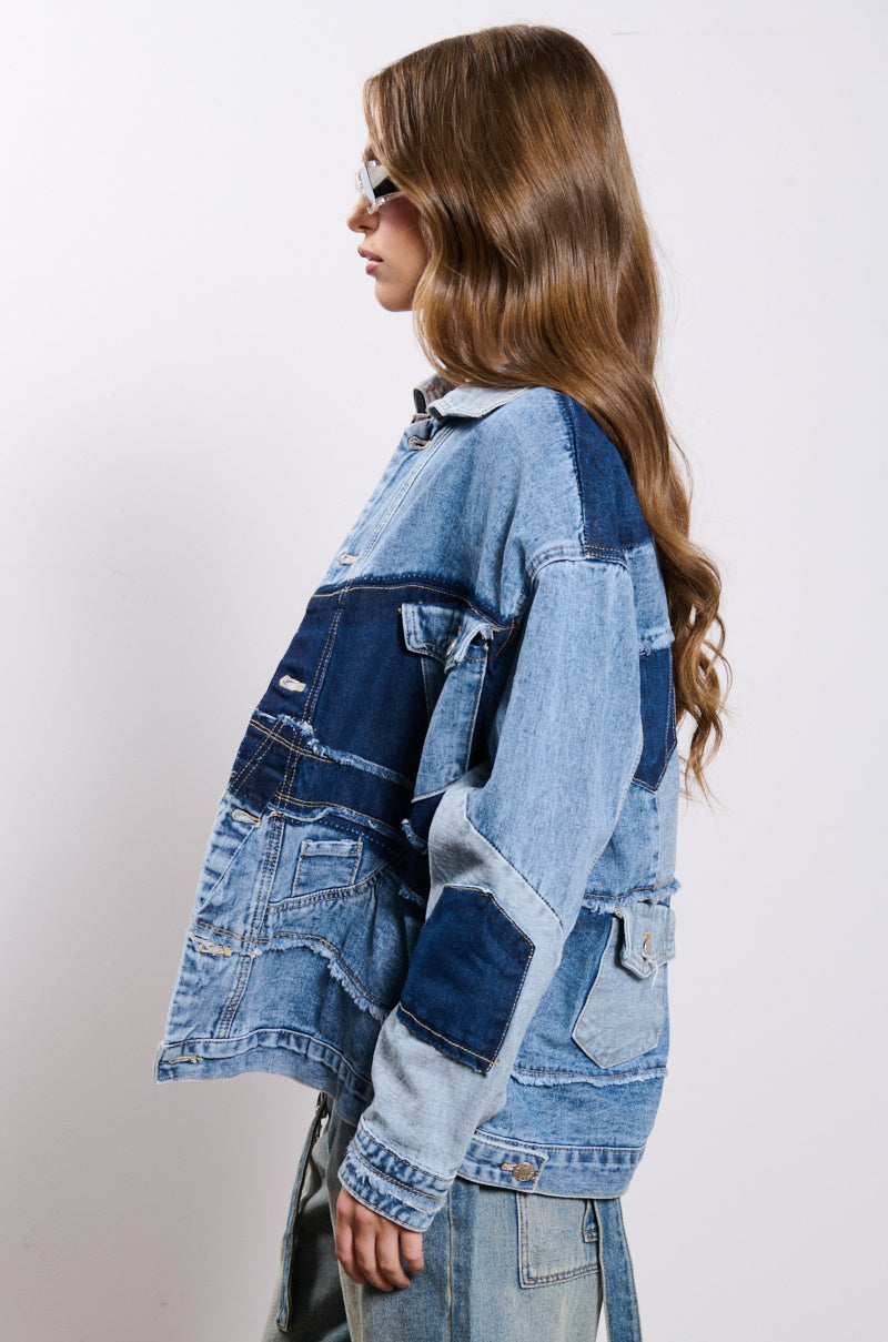 SCATTERED PATCHWORK OVERSIZED DENIM