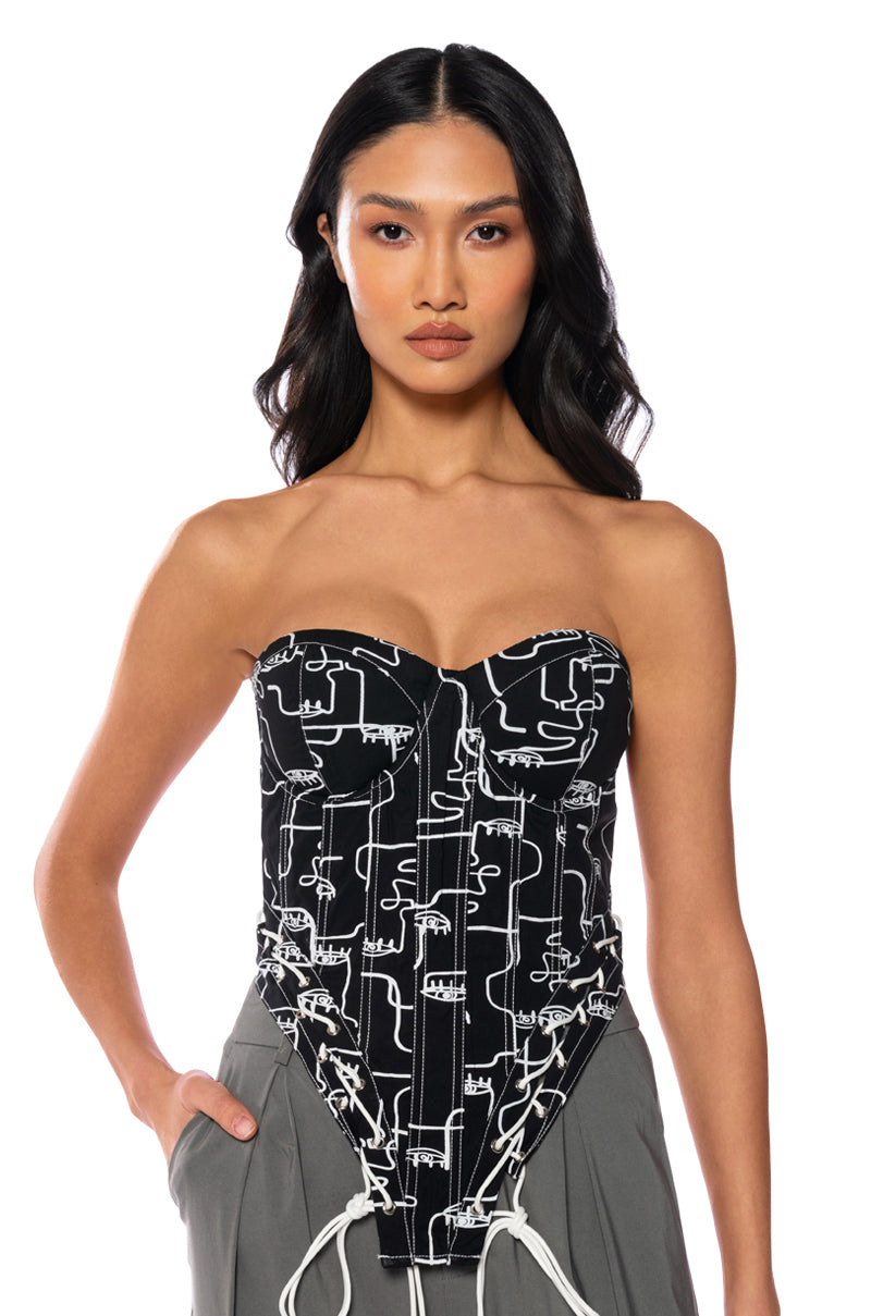 SEEING DOUBLE LACE UP CORSET