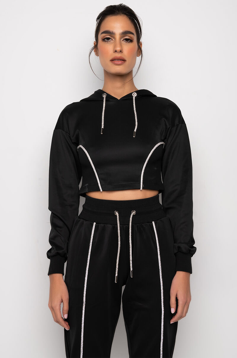 SHAPE OF YOU RHINESTONE ROPE HOODIE