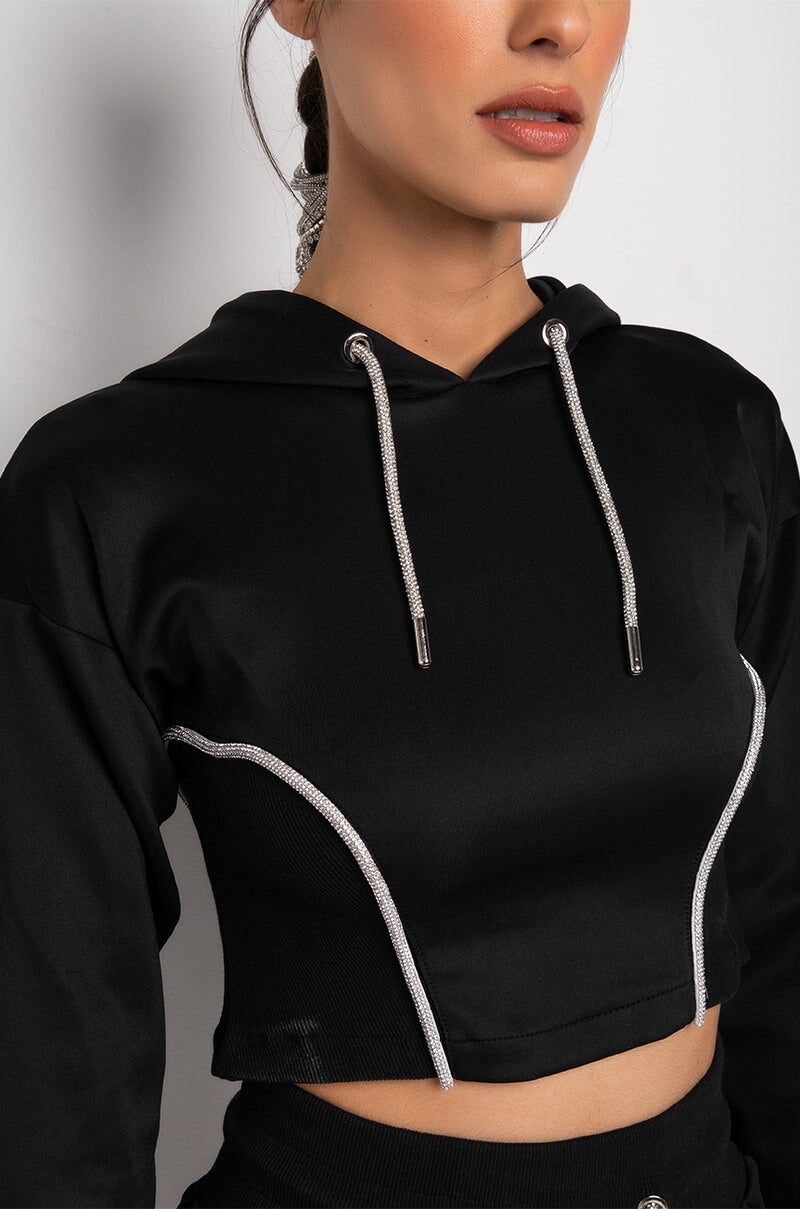 SHAPE OF YOU RHINESTONE ROPE HOODIE