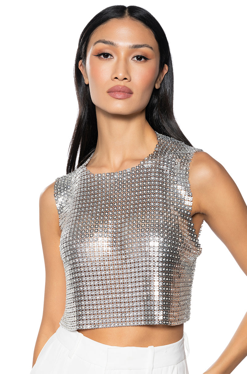 SHE GOT IT CHAINMAIL SLEEVELESS TOP