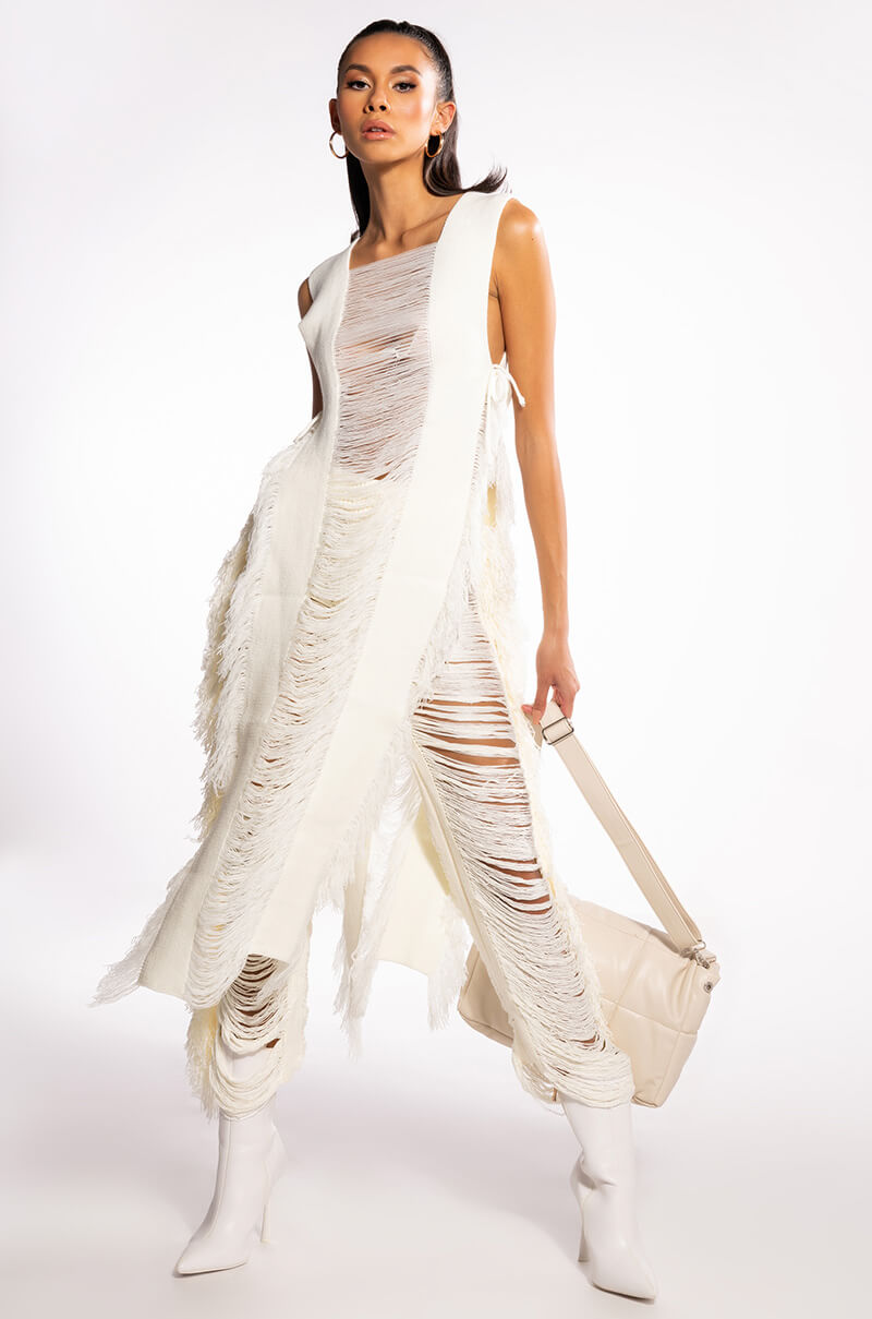 SUMMER FOREVER SHREDDED KNIT PANTS