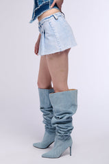 SICILY ACID WASHED DENIM MINI SKIRT