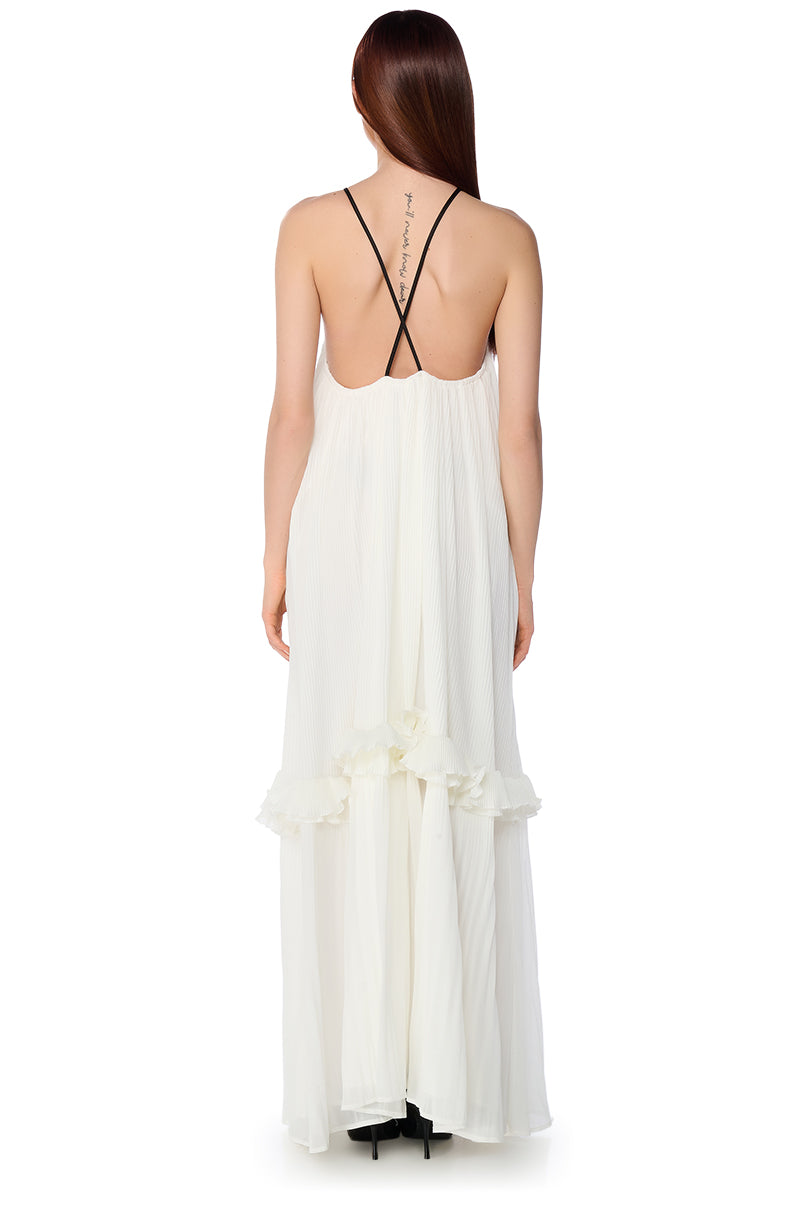 SIMPLY STATUESQUE FLOWER DETAIL MAXI DRESS