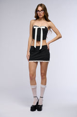 SITTING PRETTY PIN STRIPE MINI SKIRT