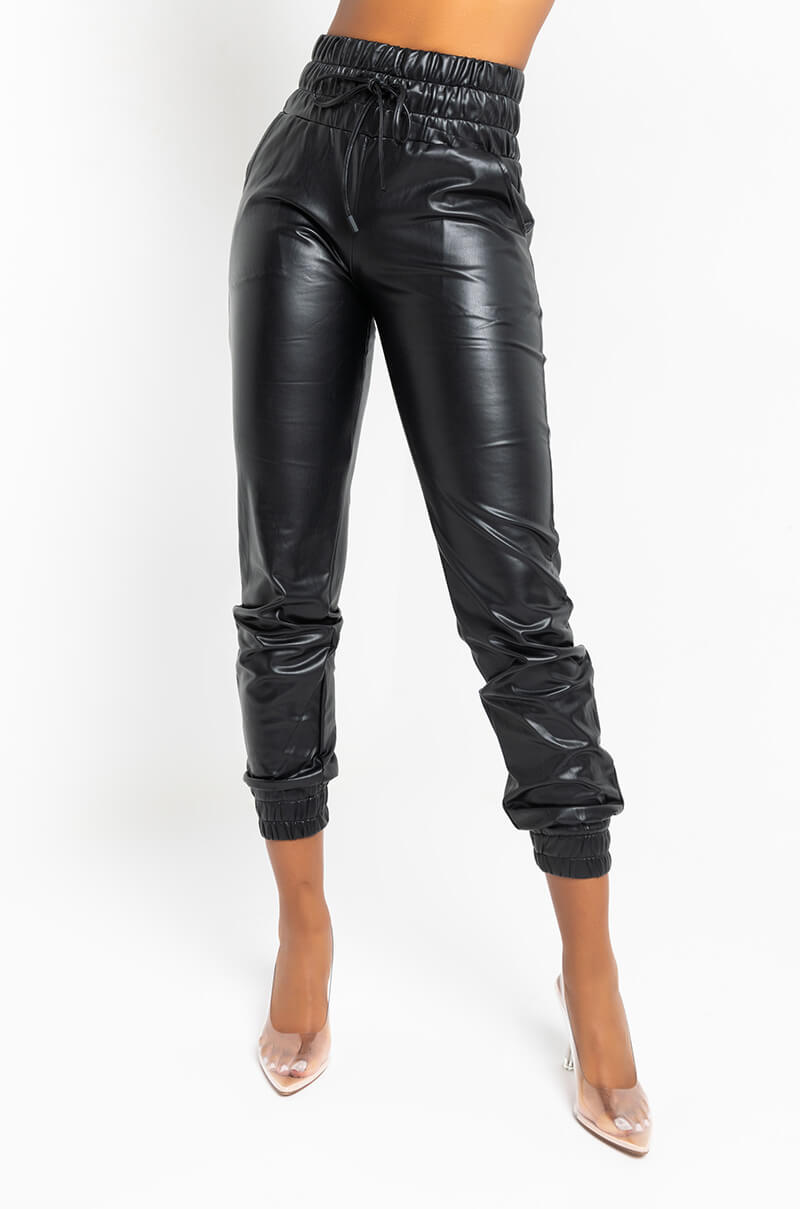 SLIM THICC FAUX LEATHER JOGGER
