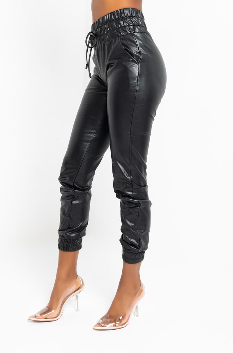 SLIM THICC FAUX LEATHER JOGGER