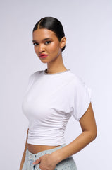 SLINKY SHORT SLEEVE RHINESTONE EMBELLISHED SHIRT