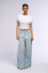 SLINKY SHORT SLEEVE RHINESTONE EMBELLISHED SHIRT