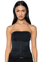 SNATCHED CORSET STRAPLESS BODYSUIT IN BLACK
