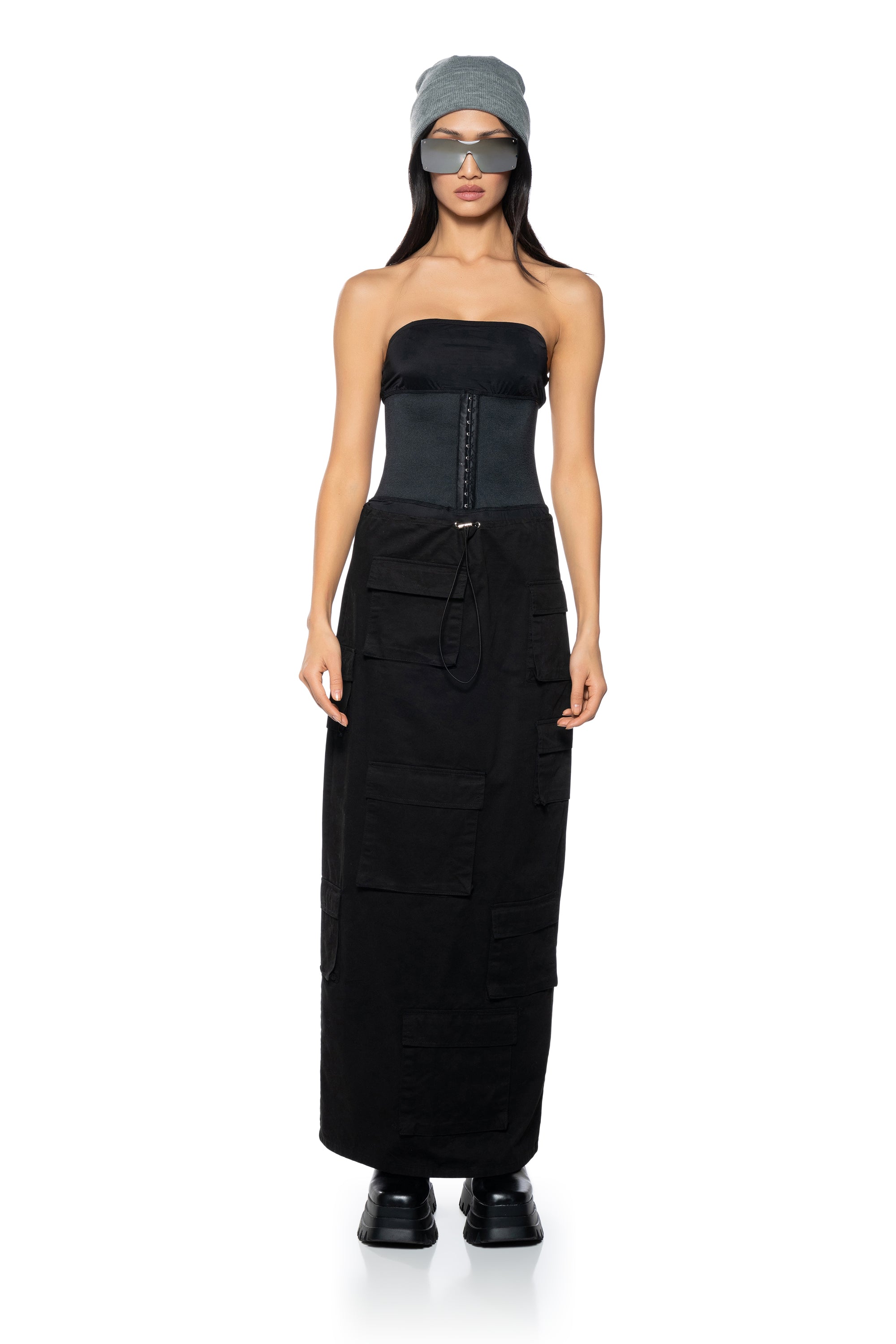 SNATCHED CORSET STRAPLESS BODYSUIT IN BLACK