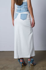 SOLO DANCE MAXI SKIRT WITH DENIM TRIM