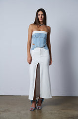 SOLO DANCE MAXI SKIRT WITH DENIM TRIM