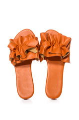 JILL FLAT PU SANDAL IN ORANGE