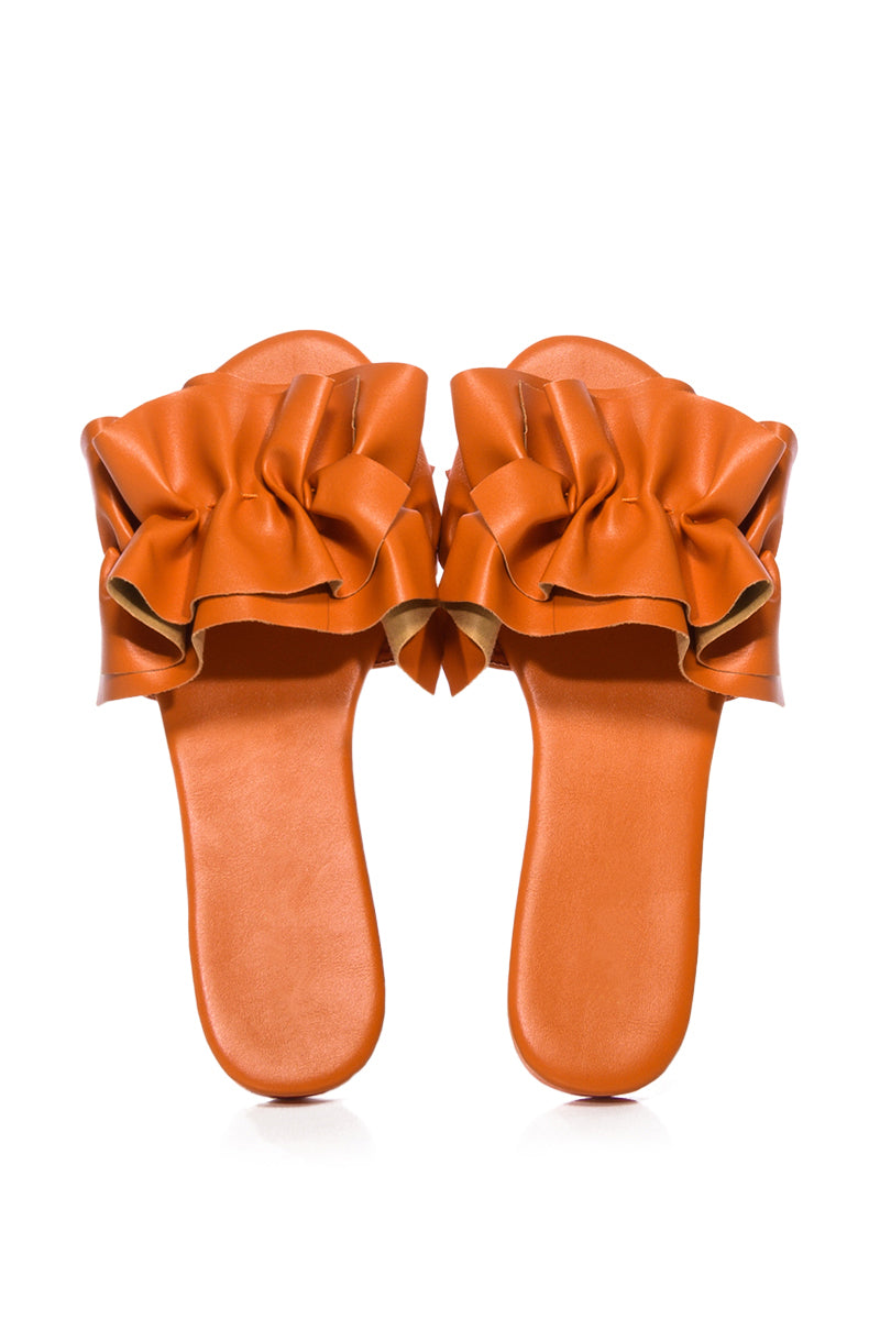 JILL FLAT PU SANDAL IN ORANGE