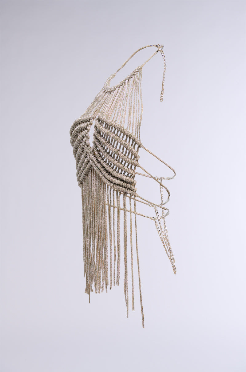 SPARKLE & SHINE EMBELLISHED FRINGE BRA TOP