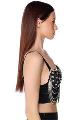 SPEAK MY TRUTH RHINESTONE BRALETTE TOP IN BLACK