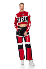 SPEED UP COLOR BLOCKED FAUX LEATHER PANT