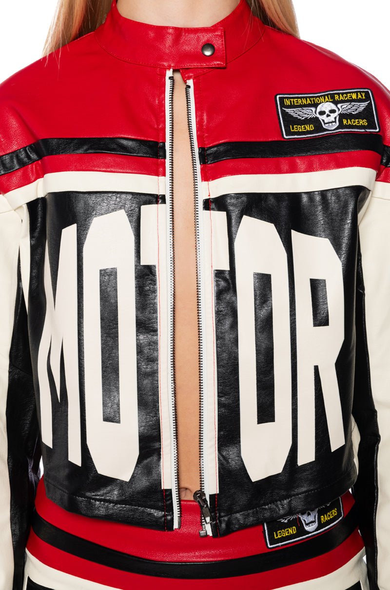 SPEED UP MOTOR FAUX LEATHER JACKET
