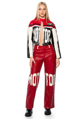 SPEED UP MOTOR FAUX LEATHER PANT