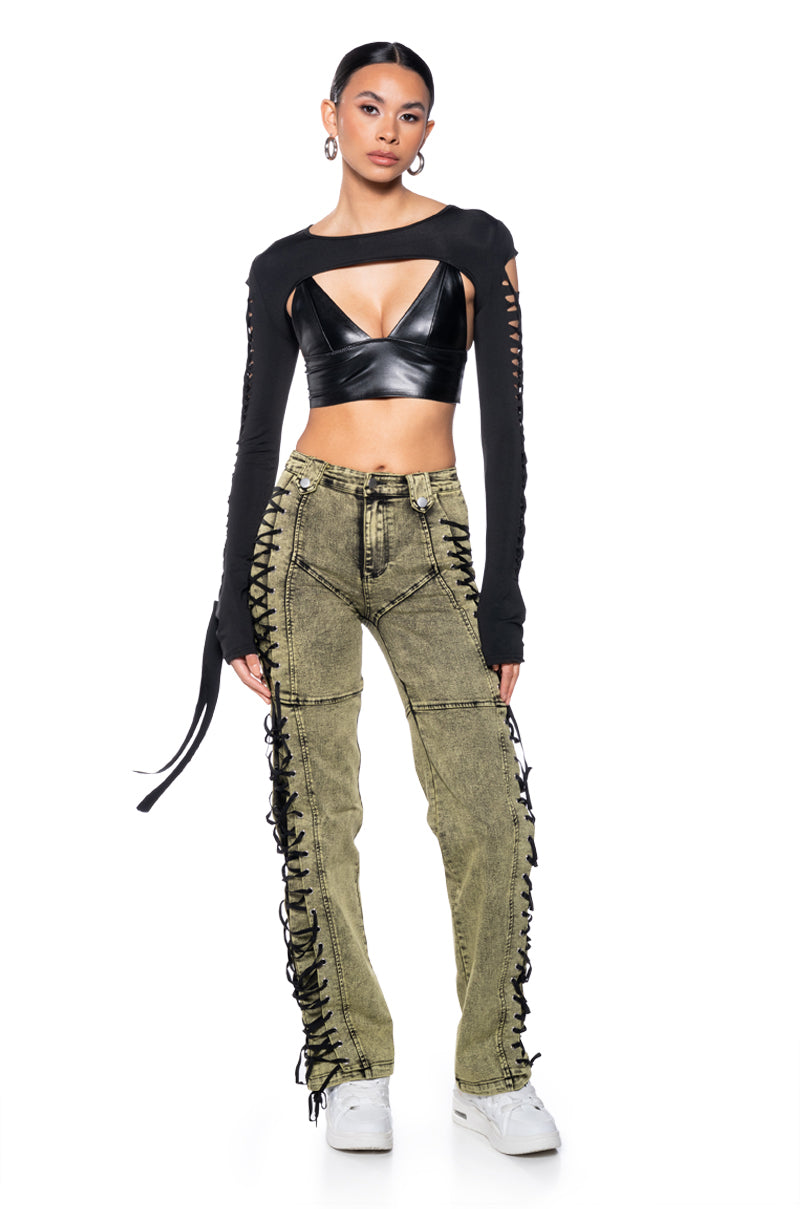 STAND OUT LACED UP JEANS