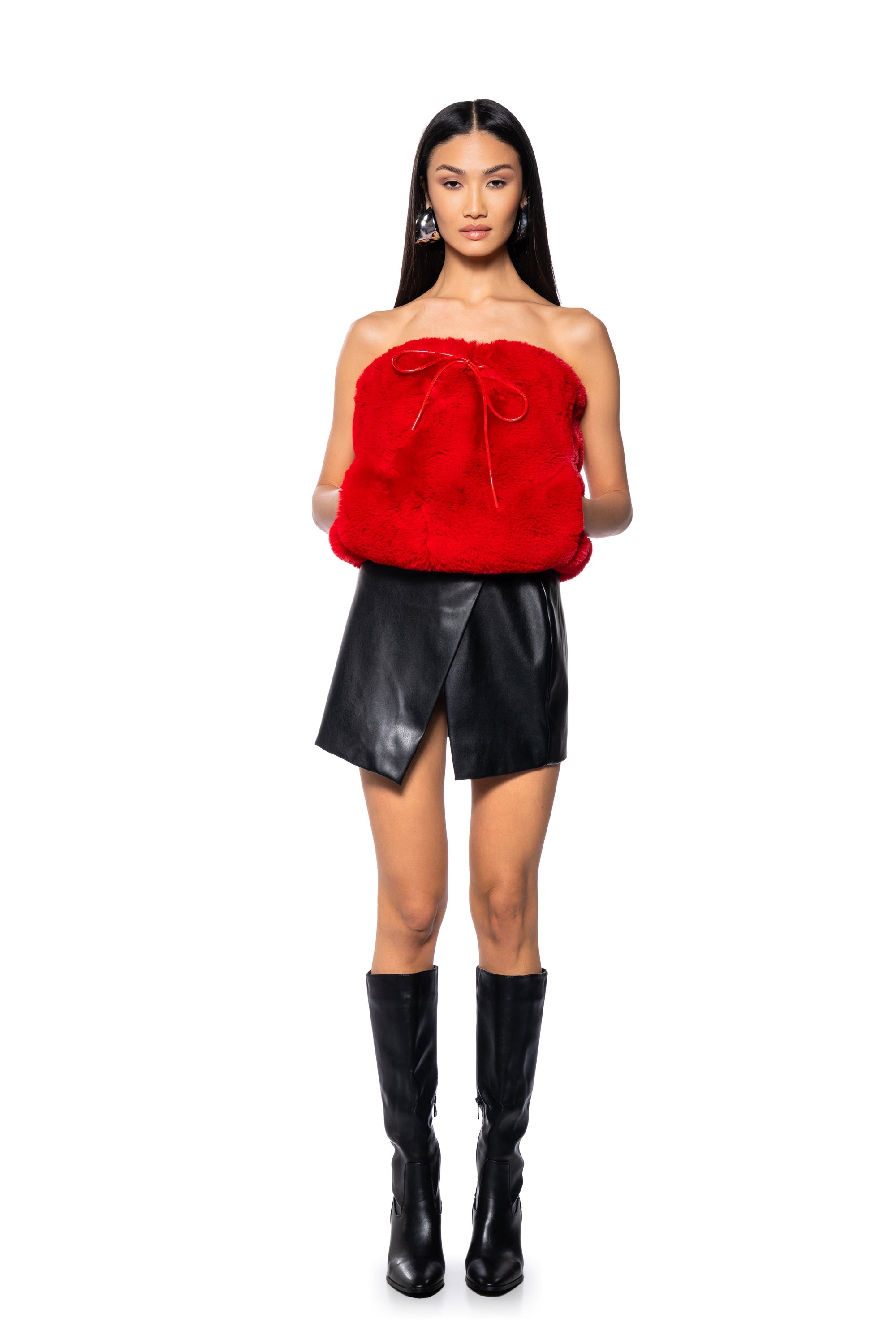 STARSTRUCK TIE FRONT FUR TOP