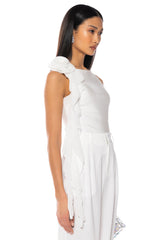 ARIANA FLOUNCED SLEEVELESS TOP