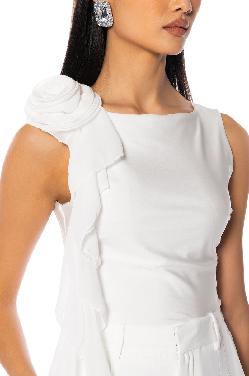 ARIANA FLOUNCED SLEEVELESS TOP