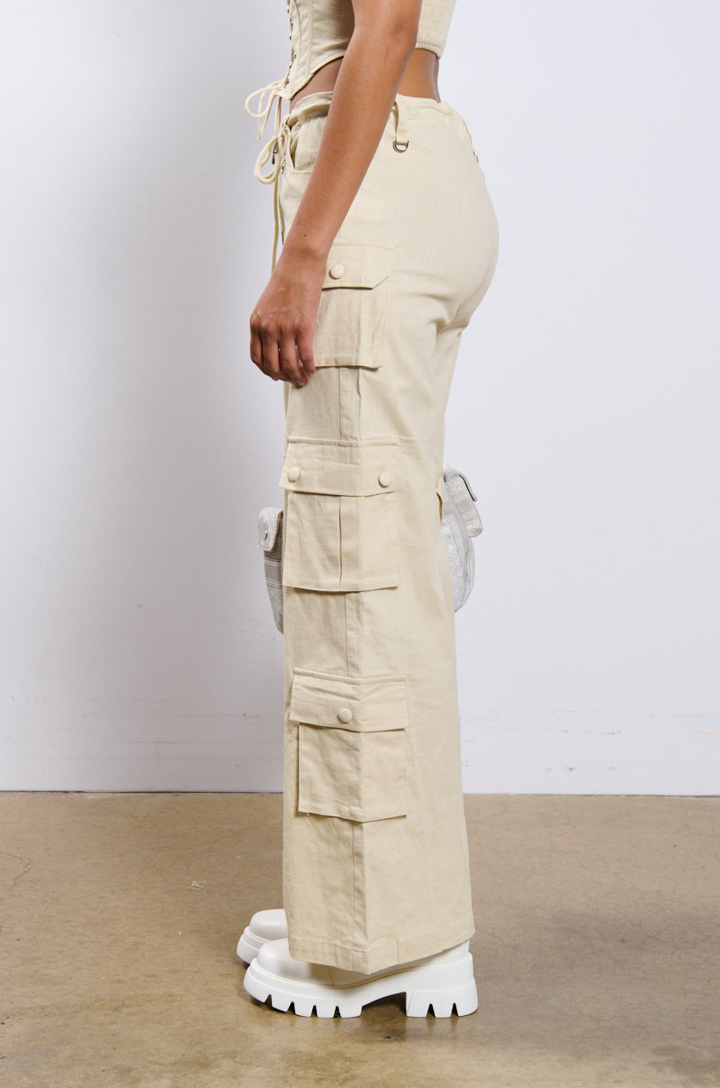 STRETCH LINEN CARGO PANT