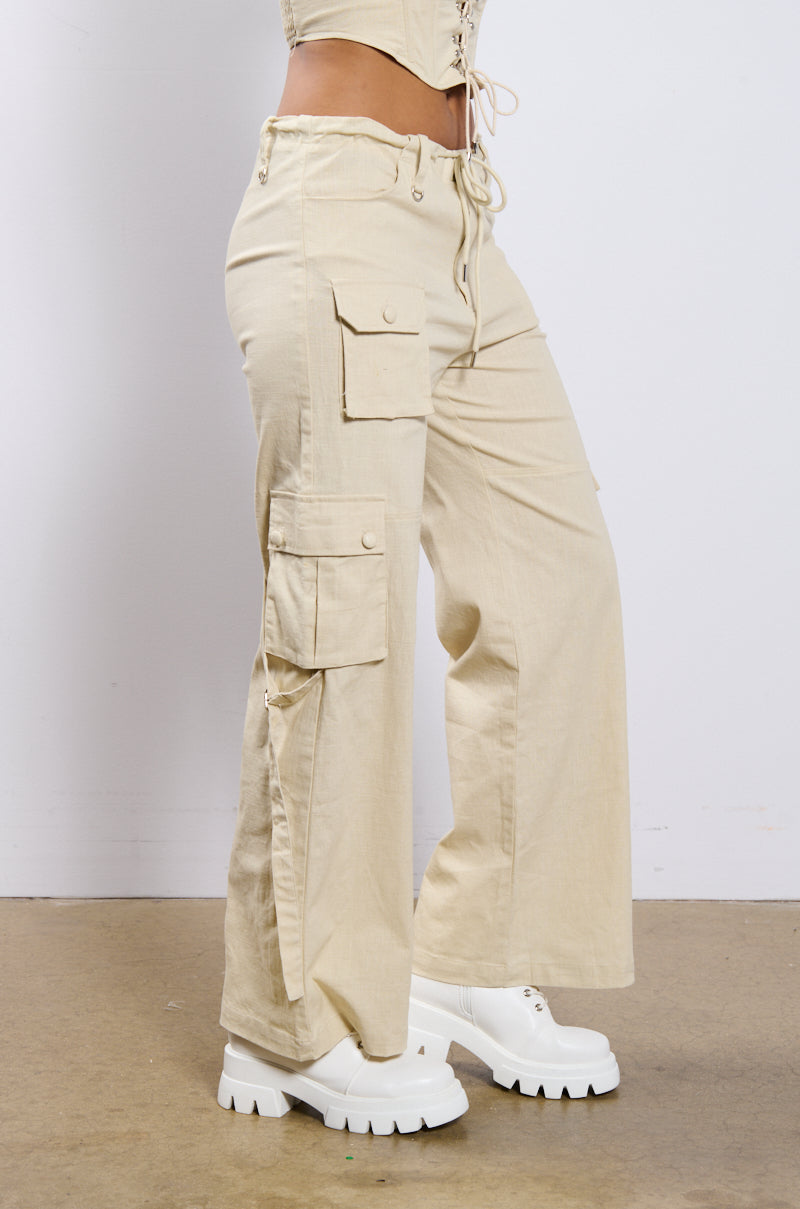 STRETCH LINEN CARGO PANT