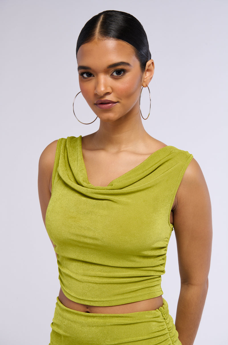 SUMMER GIRL SLINKY COWL NECK SLEEVELESS TANK