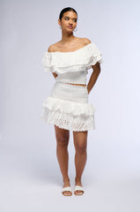SUMMER LOVING TIERED RUFFLE MINI SKIRT IN WHITE