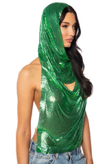 SUNNA METAL CHAIN TOP WITH A HOOD