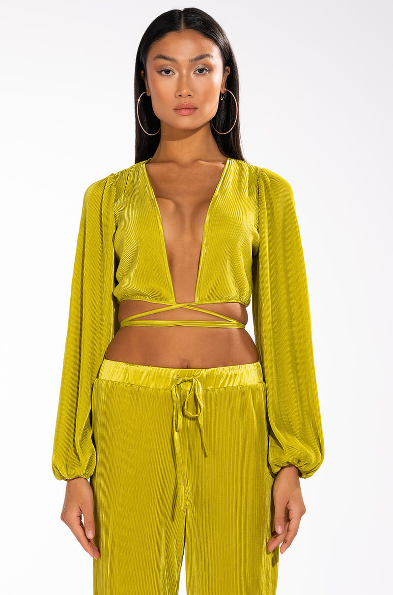 SWEET APPLE PLISSE TIE FRONT