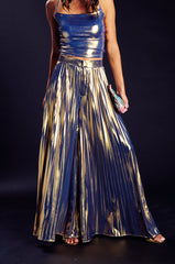 SWEET BUT SAVAGE PLEATED METALLIC PALAZZO PANT