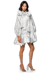 TAKE A BOW BROCADE MINI DRESS