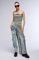 TAKE ME DOWN DISTRESSED DENIM TOP