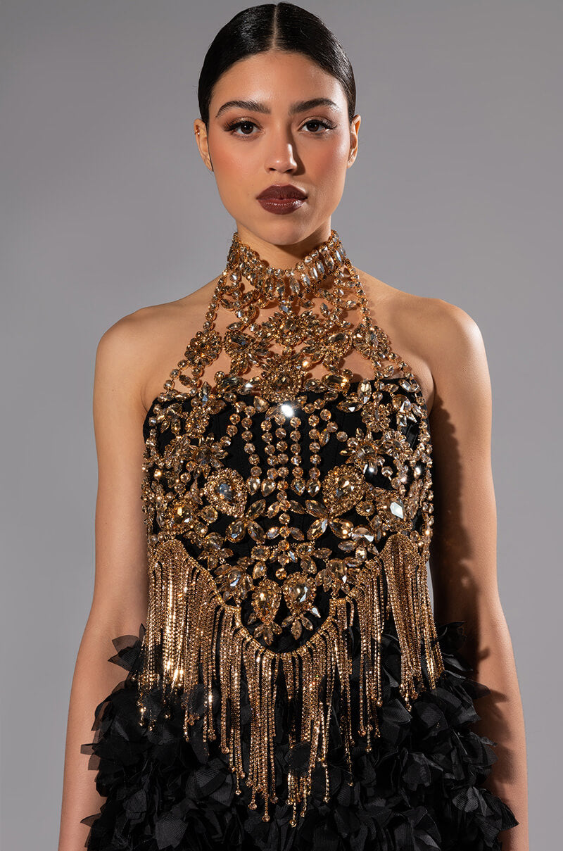 TAKING OVER RHINESTONE MOCK NECK LAYERING TOP