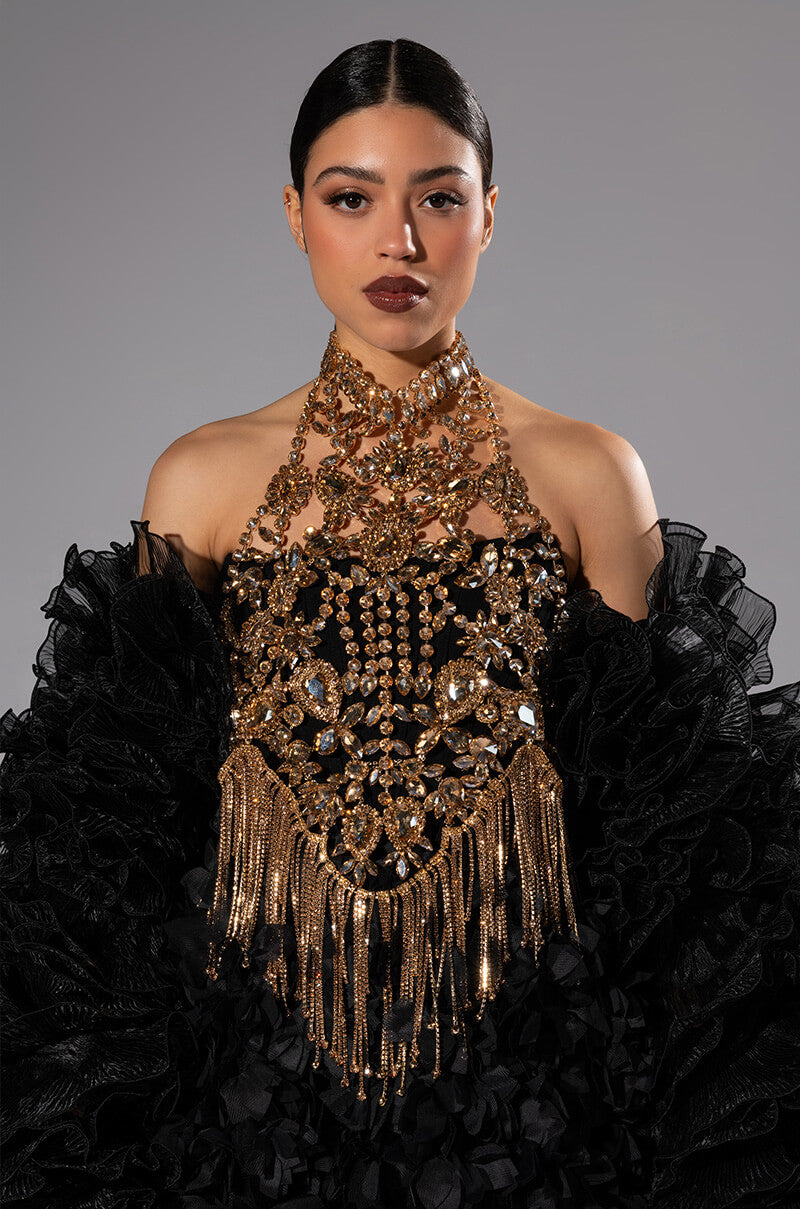 TAKING OVER RHINESTONE MOCK NECK LAYERING TOP